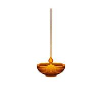 Illuminated oil lamp hang on white background. vector