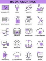 Purple and Black Big Data Icon Pack on White Background. vector