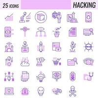 Collection of Hacking Icon in Pink and Blue color. vector