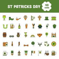 Set Of St Patrick's Day Icon In Tricolor. vector