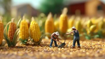 a miniature workers working on corn photo