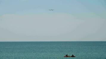 Jet airplane approaching over ocean before landing, International Phuket Airport video