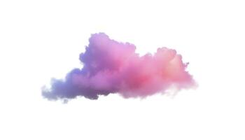 3d render, glowing colorful soft cloud isolated on white background. Fluffy cumulus atmosphere phenomenon. Realistic sky clip art element, generate ai photo