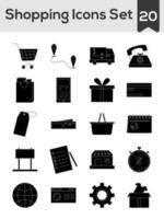 conjunto de compras icono en negro y blanco color. vector