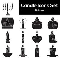 Glyph Style Candle Icons Or Symbol Set. vector