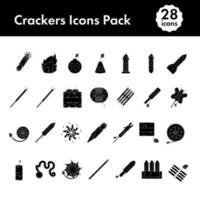 Glyph Style Set Of Crackers Icon Or Symbol. vector