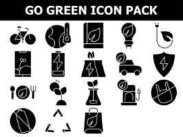 Glyph Style Set Of Go Green Icon Or Symbol. vector