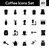 black and white Color Set of Coffee Icon In Flat Style. vector