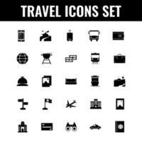 Glyph Travel Icon Set in Flat style. vector