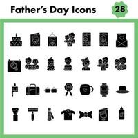 Set Of Father's Day Icon In black and white Color. vector