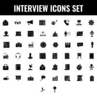 black and white office or interview icon set in flat style. vector