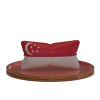 3d le rendu oreiller avec Singapour drapeau motif sur une podium adapté pour projet conception png