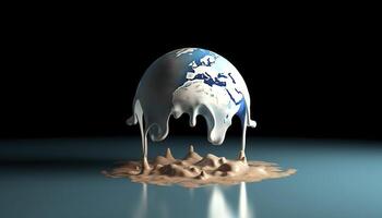 Earth melting by global warming or climate change problem, photo