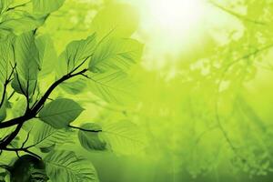 naturaleza de verde hoja en jardín a verano. natural verde hojas plantas utilizando como primavera antecedentes cubrir página verdor ambiente ecología fondo de pantalla, generar ai foto