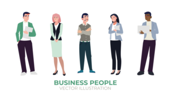 Full-body illustration material of a business person working at a company png