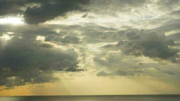 Timelapse of cloudy sky over ocean landscape, Nai Harn beach, Andaman Sea, Phuket, Thailand video