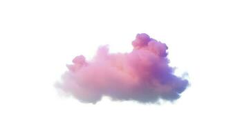 3d render, glowing colorful soft cloud isolated on white background. Fluffy cumulus atmosphere phenomenon. Realistic sky clip art element, generate ai photo