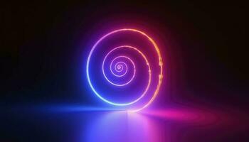 3d render, abstract geometric neon background, glowing spiral line, simple helix. Minimalist wallpaper, generate ai photo