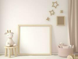 nursery frame mockup, kids room frame mockup, 3d render, generate ai photo