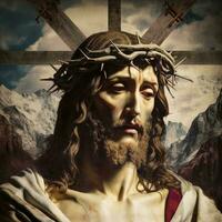 el sufrimientos de Jesús Cristo en el corona de espinas ai generativo foto