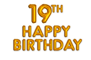 content 19e anniversaire or ballon png