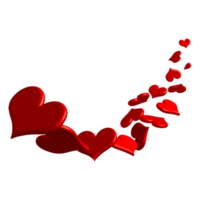 Red Floating Hearts Love Valentines 3D png