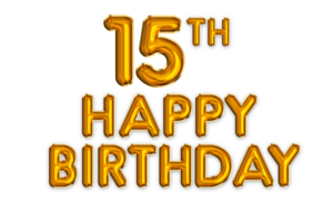 content 15e anniversaire or ballon png