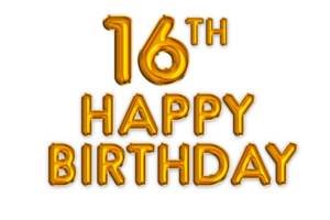 content 16e anniversaire or ballon png