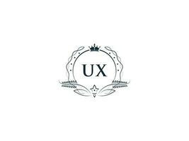 Initial Ux Minimal Luxury logo, Minimalist Royal Crown Ux xu Logo Icon Vector Art