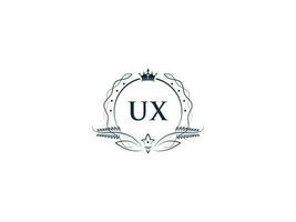 Initial Ux Minimal Luxury logo, Minimalist Royal Crown Ux xu Logo Icon Vector Art