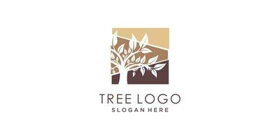 naturaleza logo diseño vector con árbol y hoja estilo