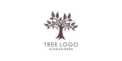 naturaleza logo diseño vector con árbol y hoja estilo