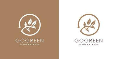 Nature logo design vector with tree and leaf style