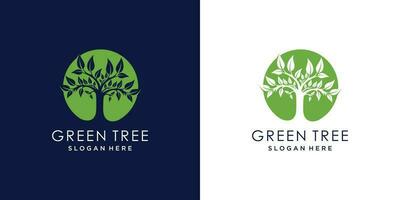 Nature logo design vector with tree and leaf style