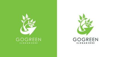 Nature logo design vector with tree and leaf style