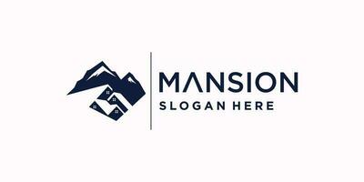 Mansion logo design idea with modern concept vector