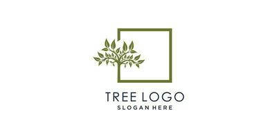 Nature logo design vector with tree and leaf style