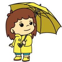 dibujos animados niño impermeable y paraguas niña transparente antecedentes gratis png