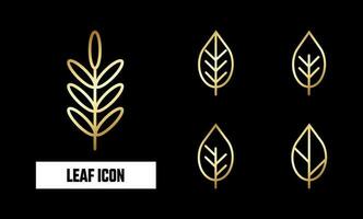 Golden Leaf Icon Vector Illustration