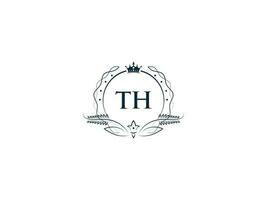 Initial Royal Th Logo Icon, Minimalist Th ht Crown Logo Icon Vector