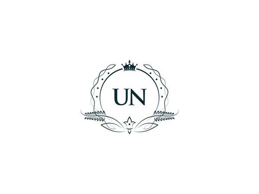 Initial Un Minimal Luxury logo, Minimalist Royal Crown Un nu Logo Icon Vector Art