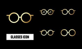 Golden Glasses Icon Vector Illustration