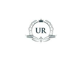 Initial Ur Minimal Luxury logo, Minimalist Royal Crown Ur ru Logo Icon Vector Art