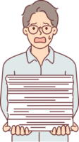 Weeping businessman with bunch of paperwork is suffering from paperwork overload and bureaucracy png