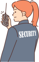 Frau Sicherheit bewachen Verwendet Walkie-Talkie zu Kontakt Kollegen oder Bericht Eindringling png