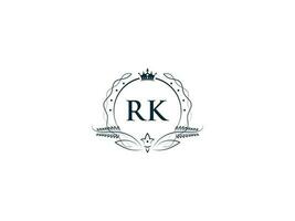 Royal Crown Rk Logo Icon, Feminine Luxury Rk kr Logo Letter Vector