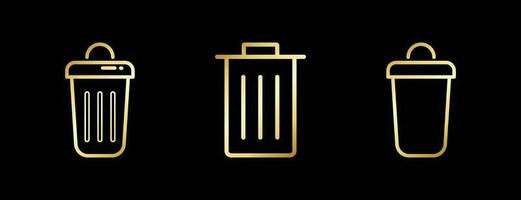 Golden Bin Icon Vector Illustration