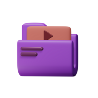 Video file 3d render cute icon illustration folder file format png