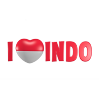 Eu amor Indonésia 3d render fofa ícone com a tema do independência Indonésia png