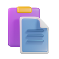 Paste file 3d render cute icon illustration folder file format png